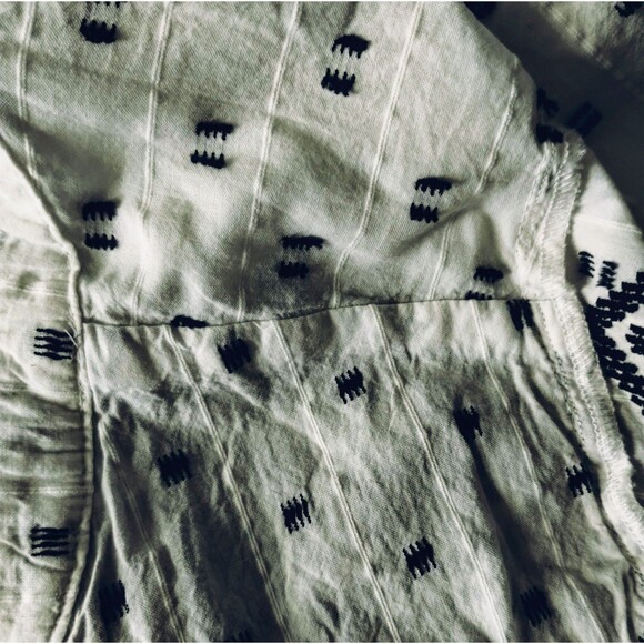 Liz Claiborne Top Women's PXL Poof Embroider Cotton White Black Popover Boho Hip - Picture 10 of 12